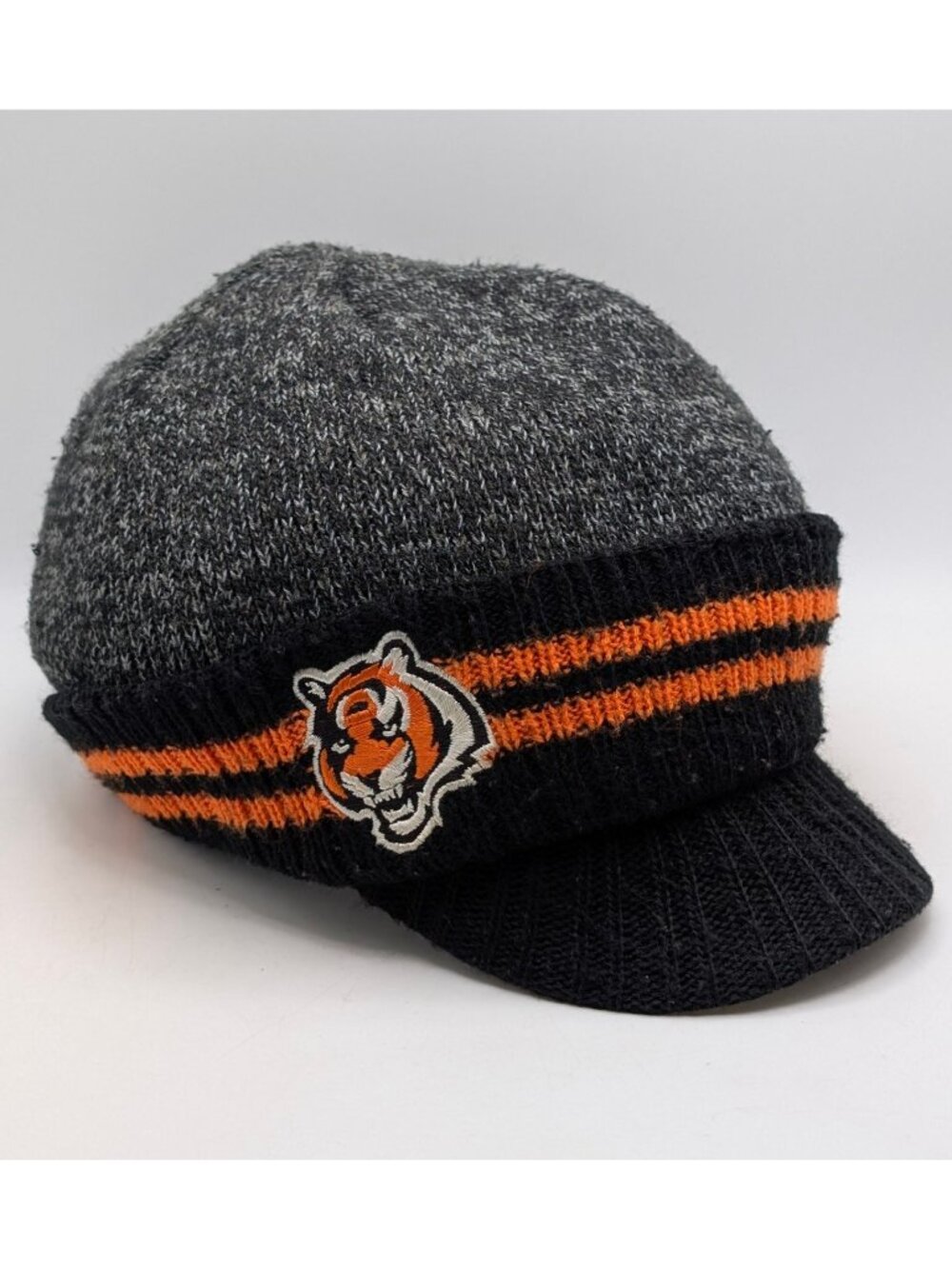Cincinnati Bengals Reebok Kids Youth Beanie Winter Knit Hat Billed Cap Gray NFL